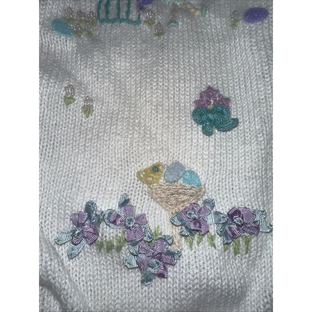 Vintage Hartstrings cardigan 3T   pastel floral and Easter Egg Hunt embroidery